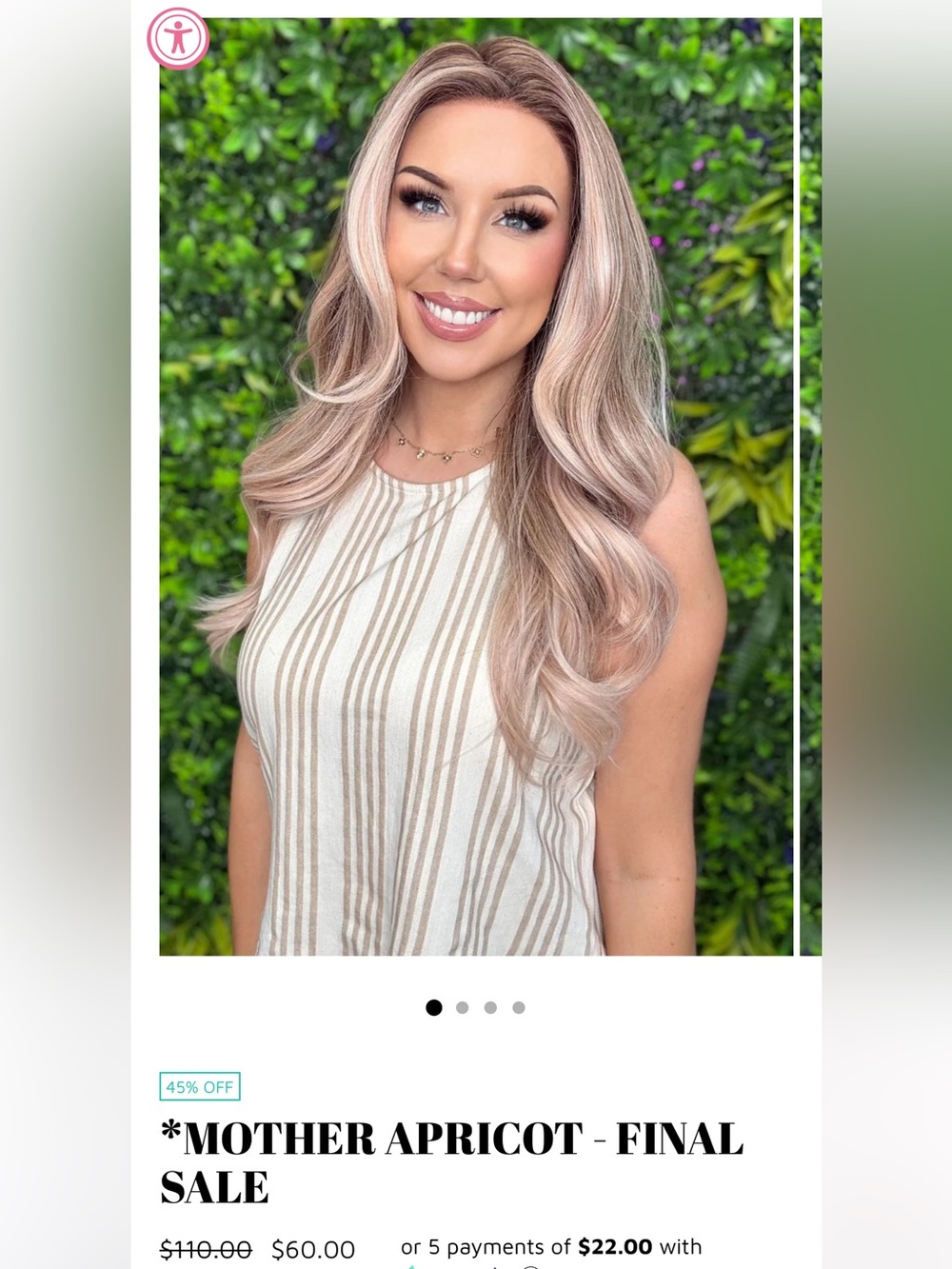 MOTHER Apricot Long Layered Wig in Blonde Rose Gold